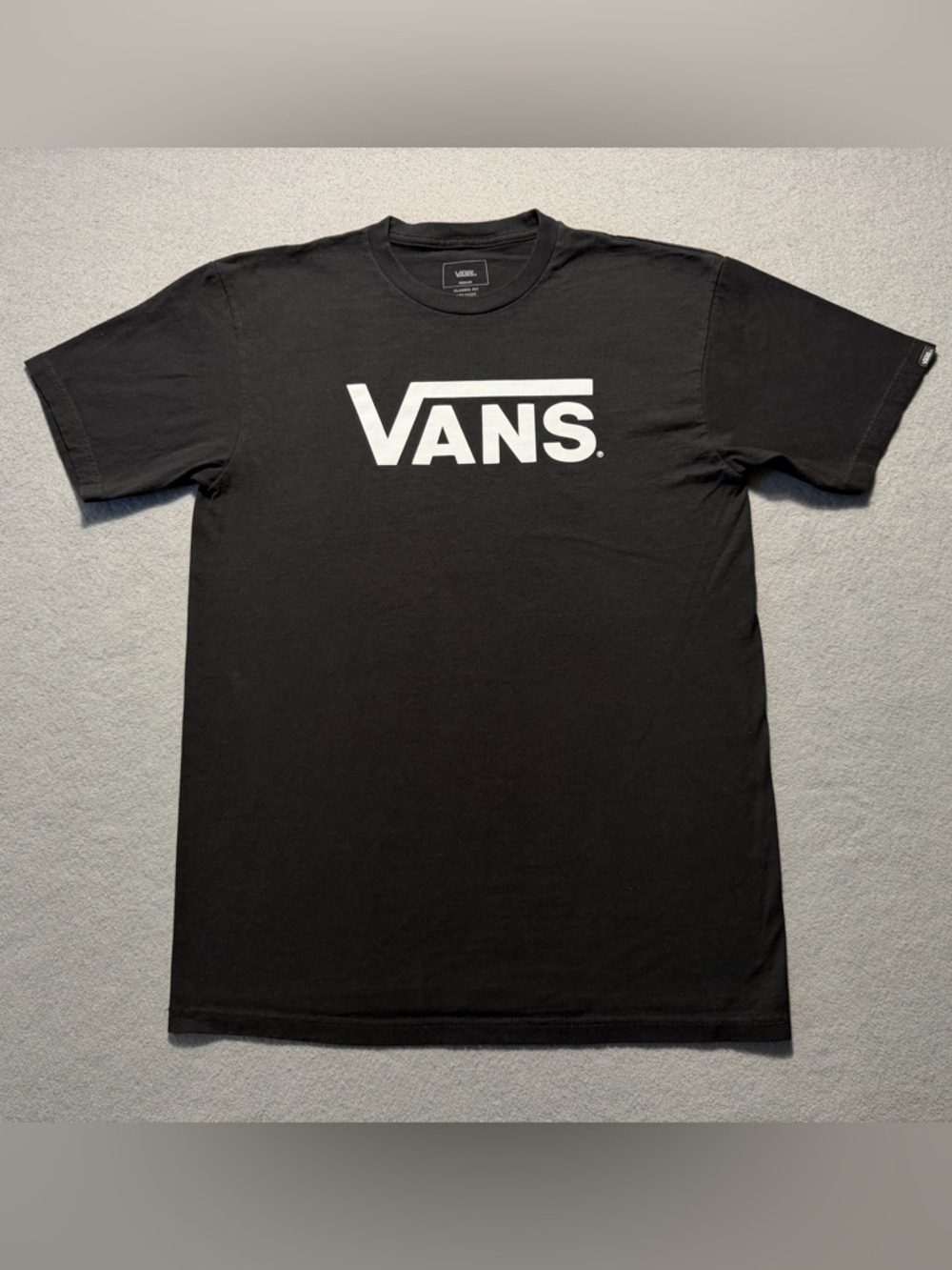 Vans Logo T-Shirt Men’s Medium Black Skate Tee Cotton Short Sleeve